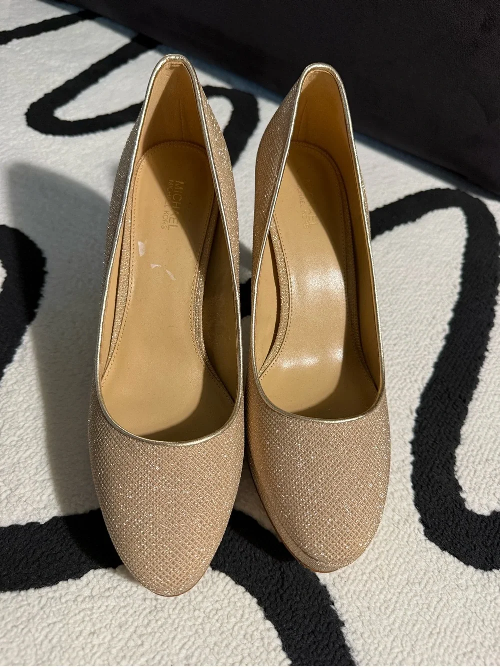Michael Kors Gold Glitter Platform Pumps